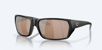 Costa Unisex Tailfin Polarized Sunglasses In Matte Black Copper Silver Mirror