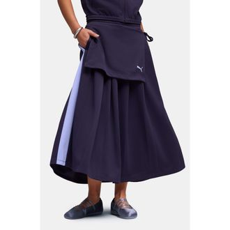 Puma T7 Pleated Midi Skirt in Deep Plum at Nordstrom, Size Large