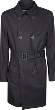 Herno Double Breasted Raincoat - Heren - Mantel - Blauw - XL - Leer - Jassen