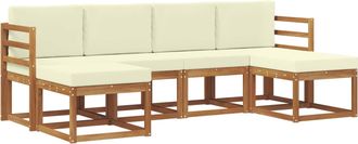 vidaXL Conjunto De Sof&aacute;s De Exterior 6 Uds. Natural Y Crema Vidaxl