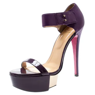 Versace Purple Patent Leather And Leather Ankle Strap Platform Sandals