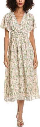 Max Studio V-Neck Flutter Sleeve Midi Dress