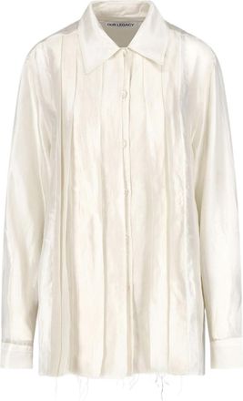 Our Legacy Cream Tuxedo-Style Pleated Viscose-Blend Blouse
