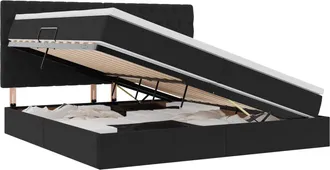 vidaXL Letto Con Contenitore Led E Materasso Nero 200 X 200 Cm Velluto Vidaxl