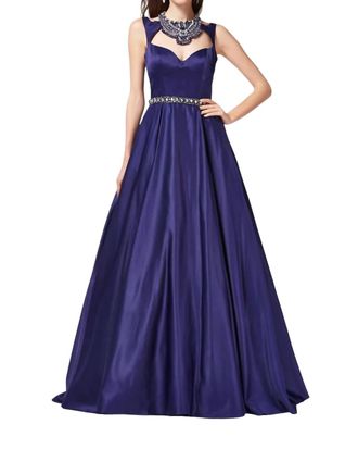 Angela & Alison Rhinestone Prom Dress In Midnight Blue