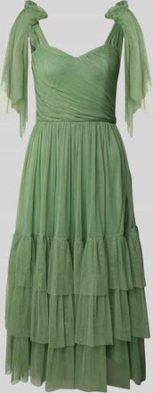 Lace & Beads Cocktailkleid im Stufen-Look mit Raffungen in Gruen, Größe XL