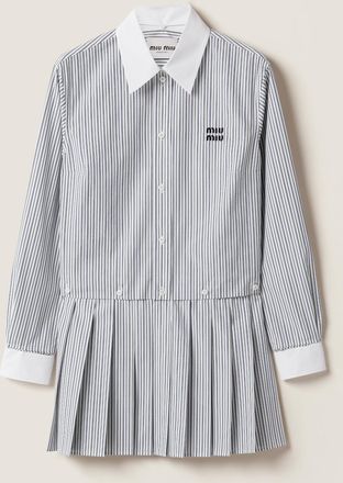 Miu Miu Pleated striped poplin mini-dress
