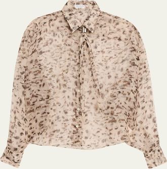 Brunello Cucinelli Printed Silk Chiffon Shirt