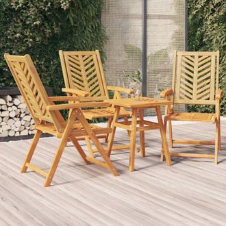 vidaXL Vidaxl - Sedie da Giardino Reclinabili 3 pz in Legno Massello di Acacia