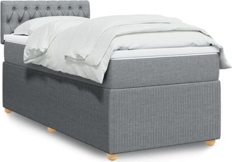 vidaXL Cama Box Spring Con Colch&oacute;n Tela Gris Claro 80x200 Cm Vidaxl