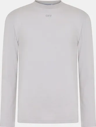 Off-white Mens Off White Crew Neck Long Sleeve Jersey T-Shirt in Light Stone - Size X-Large