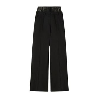 Patrizia Pepe Patrizia Pepe, Wide Trousers, female, Black, Size: M Fluid Crepe Wide Trousers