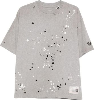 Miharayasuhiro Verfraaid gerafeld T-shirt - Grijs