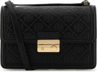 Tory Burch Stijlvolle zwarte leren schoudertas - Dames - Schoudertassen - Zwart - ONE Size - Leer - Tassen