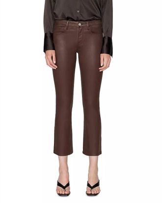 Frame Denim Le Crop Mini Boot Coated Jeans In Dark Chocolate