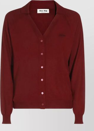 Miu Miu knit cardigan cuff detail and structured hem