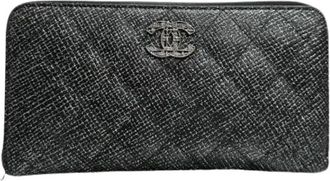 Chanel Pre-owned Leren Matelass&eacute; Lange Portemonnee - Dames - Vintage Accessoires - Zwart - ONE Size - Leer - Vintage