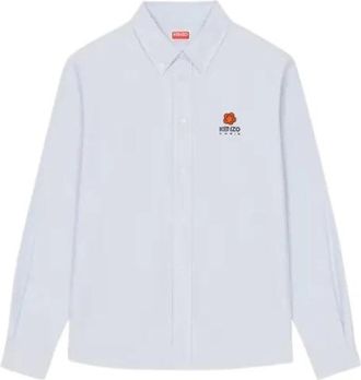 Kenzo Boke Flower Patch Oxford Shirt - Heren - Casual Overhemden - Blauw - XL - Overhemden