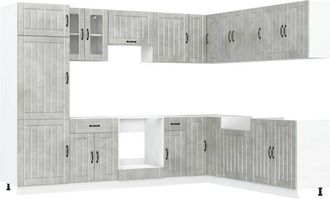 vidaXL Vidaxl - Mueble Cocina Lucca Gris Hormig&oacute;n 14 Pzas Madera Contrachapada