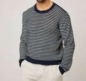 Peregrine Island Crochet Jumper In Navy