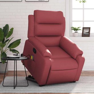 vidaXL Sill&oacute;n Reclinable De Masaje De Pie Cuero Artificial Rojo Tinto Vidaxl