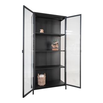 Moloo Mueble de almacenaje 2 puertas cristal acero negro 80x175 cm