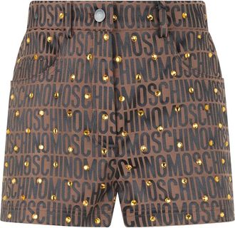 Moschino High-waisted Graphic Denim Shorts - Dames - Denim shorts - Bruin - S - Denim - Korte Broeken