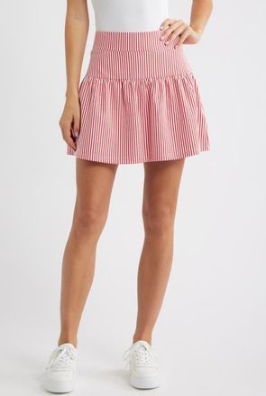 Vineyard Vines Flare Seersucker Miniskirt in Lighthouse Red at Nordstrom, Size Xx-Small