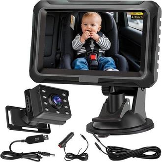 OEM C&aacute;mara De Seguridad Para Beb&eacute;s En Coche De Alta Definici&oacute;n 1080p, Modelo Para Espejo Retrovisor, Con Pantalla De 4,3 Pulgadas, Plug, And, Play