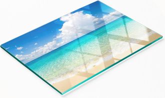 OEM Tablero Decorativo Multifuncional De Vidrio Templado Paradise Beach 80x52 Cm