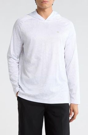 Hurley Floral Lines UPF 50+ Long Sleeve Hooded Swim Shirt in White at Nordstrom Rack, Size X-Large