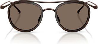 Armani 46mm Round Sunglasses in Brown Demi Gloss /Brown at Nordstrom