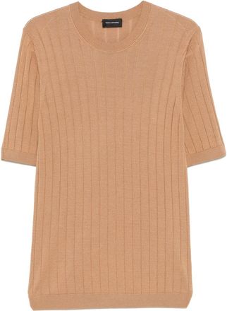 Tagliatore T-shirt a coste - Marrone