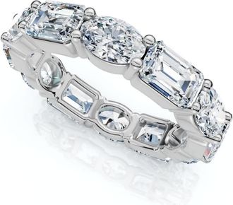 Pompeii3 6 1/2Ct Oval & Emerald Diamond Eternity Ring 14k Gold or Platinum Lab Grown