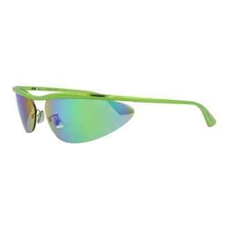 Bottega Veneta Shield Semi-Rim Mirror Lens Sunglasses - Green