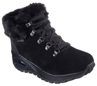 Skechers Womens Uno Rugged Moonlight Ridge Sneaker, Black Suede/Duraleather/Faux Fur, 6.5 UK