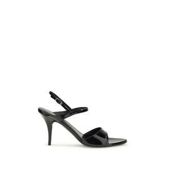 Balenciaga Black Calf Leather Bos Taurus Stiletto Heel Womens Sandals
