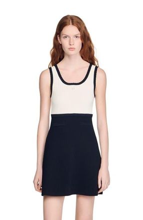Sandro Two-tone knit short dress in Black at Nordstrom, Size 34 Eu