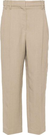 Brunello Cucinelli cropped tapered trousers - women - Linen/Flax/Polyester/Viscose/Acetate/Cupro/Cotton - 40 - Neutrals