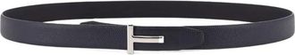 Tom Ford Navy Blue Textured Reversible Belt