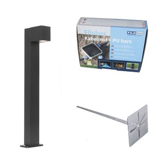 QAZQA Qazqa Industrial L&aacute;mpara Exterior De Pie Industrial Negra 65 Cm Ip44 - Baleno Aluminio /vidrio Alargada Adecuado Para Led Max. 1 X 11 Watt