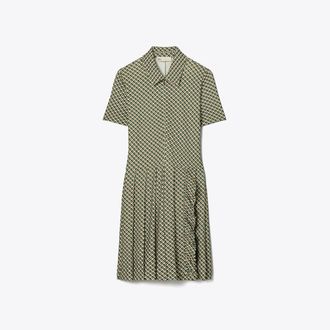 Tory Burch Womens Printed Pleated Zip-Front Golf Dress, size XL