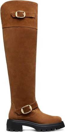 Stuart Weitzman Emerson Moto Tall Boot - Dames - Over de knie laarzen - Bruin - 35 EU - Schoenen