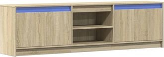 Berkfield Home TV Cabinet with LED Sonoma Oak 180x34x50 cm Engineered Wood in Light Tan | Size: 180 x 34 x 50 cm