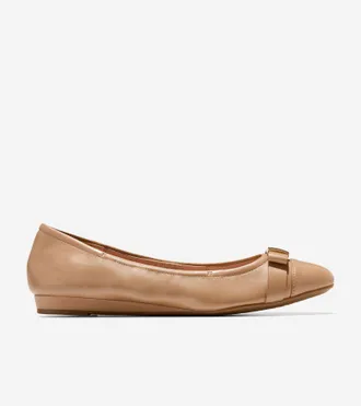 Cole Haan Womens Go-to Tova Bow Ballet Flats - Beige Size 10.5