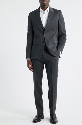BOSS Houston Slim Fit Charcoal Grey Wool Blend Herringbone Suit in Medium Grey at Nordstrom, Size 40 Regular