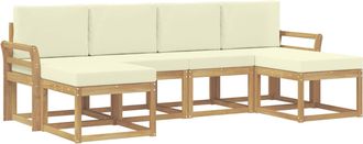 vidaXL Conjunto De Sof&aacute;s De Exterior 6 Uds. Blanco Y Crema Poli&eacute;ster Vidaxl