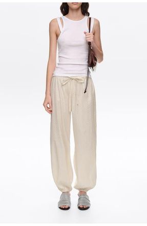 Bimba & Lola Metallic Polka Dot Harem Trousers in Beige at Nordstrom, Size X-Small Eu