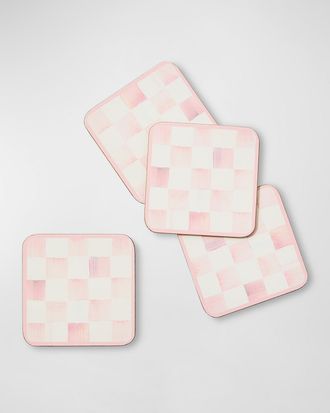 MacKenzie-Childs Rosy Check Cork Coasters, Set of 4