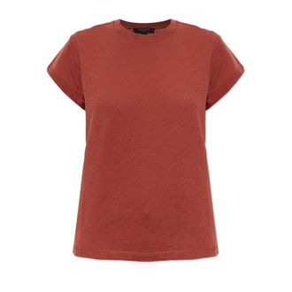 AllSaints Tops, Dames, Bruin, M, Katoen, Anna T-shirt met ronde hals en korte mouwen